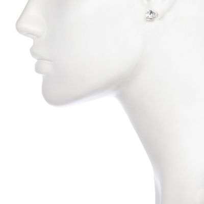 Silver tone sparkly gem stud earrings
